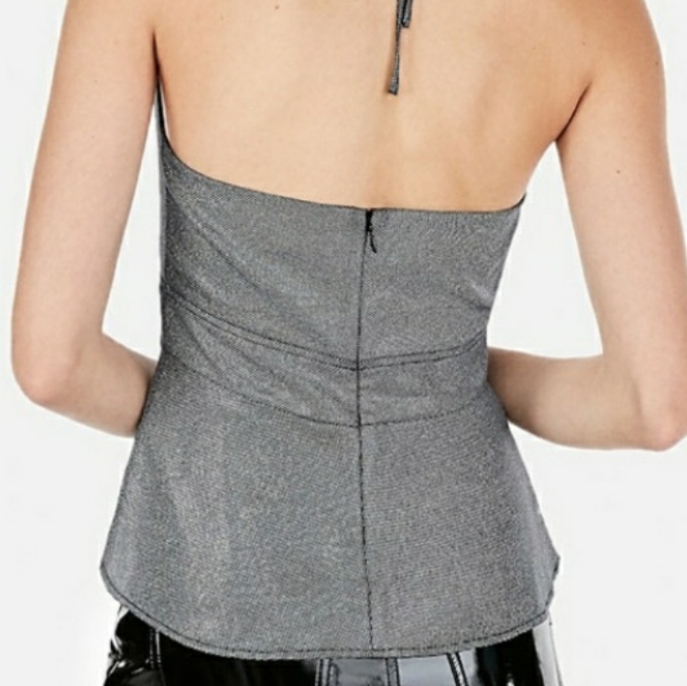 NWT Women's Size 10 Metallic Peplum Halter Top - Picture 3 of 10
